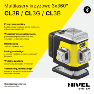 Nivel System Laser krzyżowy CL3R Bluetooth+ statyw+ łata+ czujnik CLS4 - obrazek 15