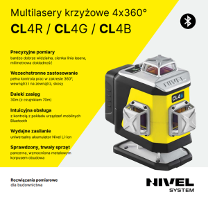 Nivel System Laser krzyżowy CL4R Bluetooth+ statyw+ tyczka+ łata+ czujnik CLS-5 - obrazek 22