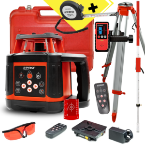 Niwelator laserowy czerwony PRO LR-500XY + Statyw+ Łata + Detektor+ miara 5m gratis!