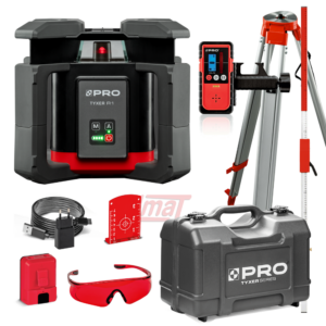 Niwelator laserowy rotacyjny czerwony TYXER R1 Detektor PRO-L1321+ statyw+łata