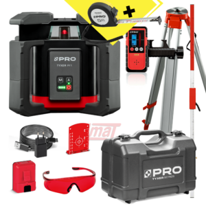 Niwelator laserowy rotacyjny czerwony TYXER R1 Detektor PRO-L1321+ statyw+ łata+ miara 5m gratis!
