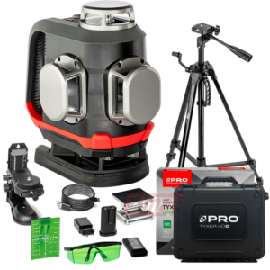 Laser wieloliniowy TYXER 4DG Zestaw PLUS zielony+ statyw