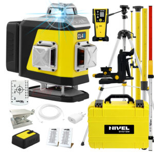 Laser krzyżowy niebieski Nivel System CL4B LCD full zestaw z czujnikiem CLS5