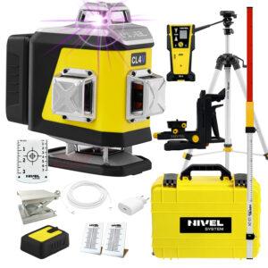 Laser krzyżowy fioletowy Nivel System CL4V LCD+ statyw+ łata+ czujnik CLS5