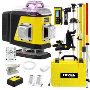 Laser krzyżowy fioletowy Nivel System CL4V LCD full zestaw z czujnikiem CLS300 DIGITAL