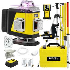 Laser krzyżowy fioletowy Nivel System CL4V LCD full zestaw z czujnikiem CLS5