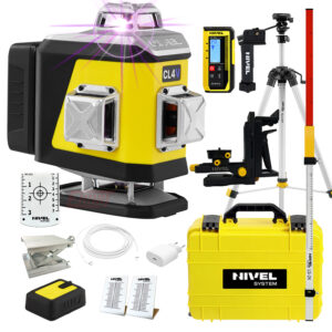 Laser krzyżowy fioletowy Nivel System CL4V LCD+ statyw+ łata+ czujnik CLS300
